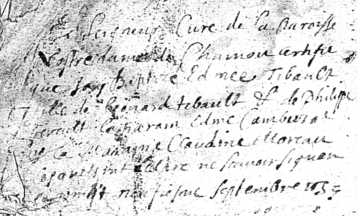 Extrait d’acte : Edmé Thibault