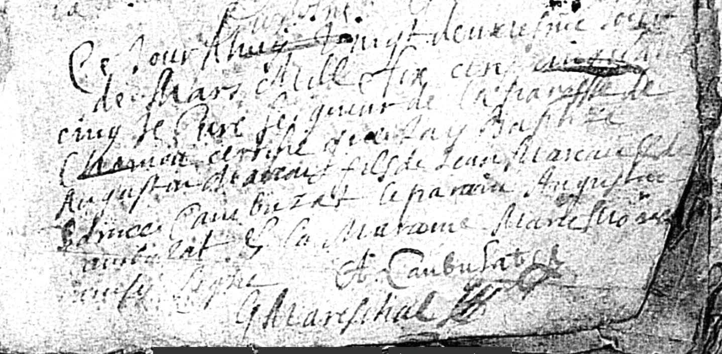 Extrait d’acte : Augustin Moreau, fils d’Edmée Cambuzat