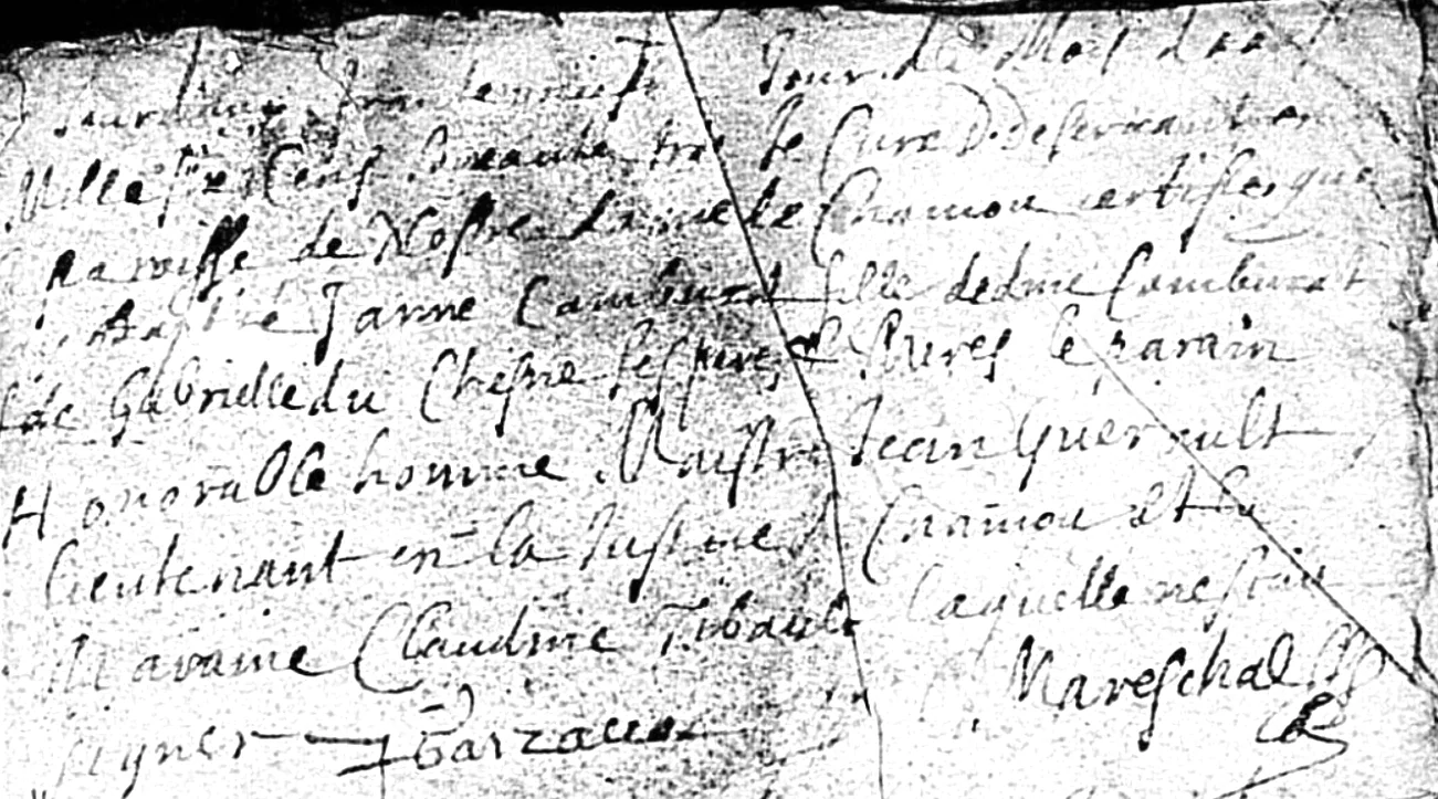 Extrait d’acte : Jeanne Cambuzat, fille d’Edmé Cambuzat