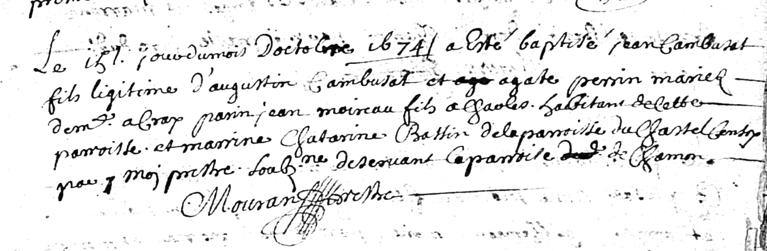 Extrait d’acte : Jean Cambuzat, fils d’Augustin Cambuzat