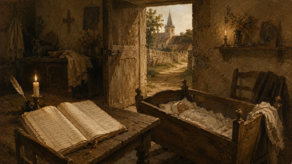 Illustration historique — Une mère inhumée le jour du baptême