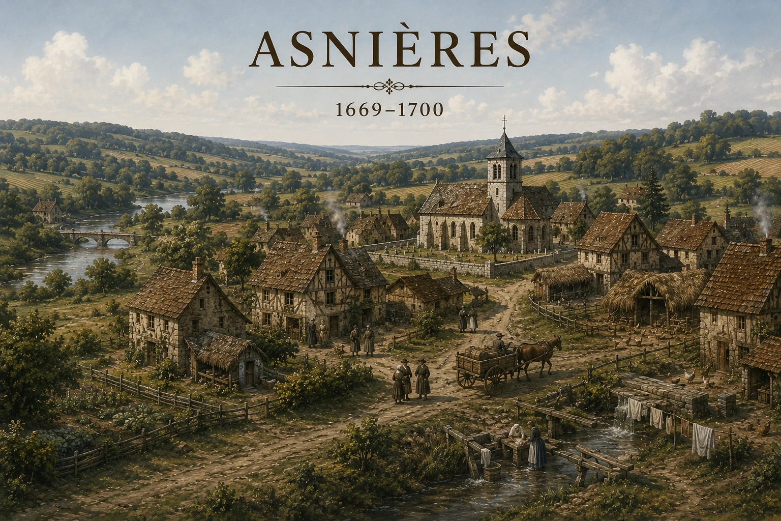 Évocation illustrée d’Asnières-sous-Bois à la fin du XVIIe siècle