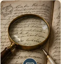 Loupe posée sur un registre manuscrit ancien