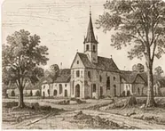 Illustration historique d’un village et de son église, pour Asnières-sous-Bois