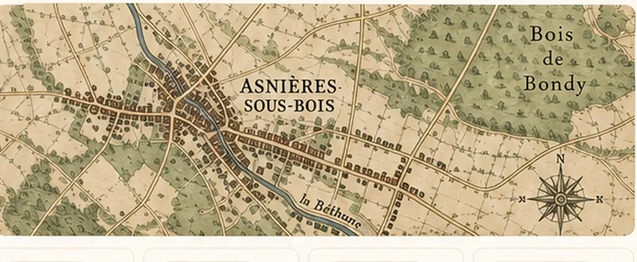 Carte ancienne illustrée d’Asnières