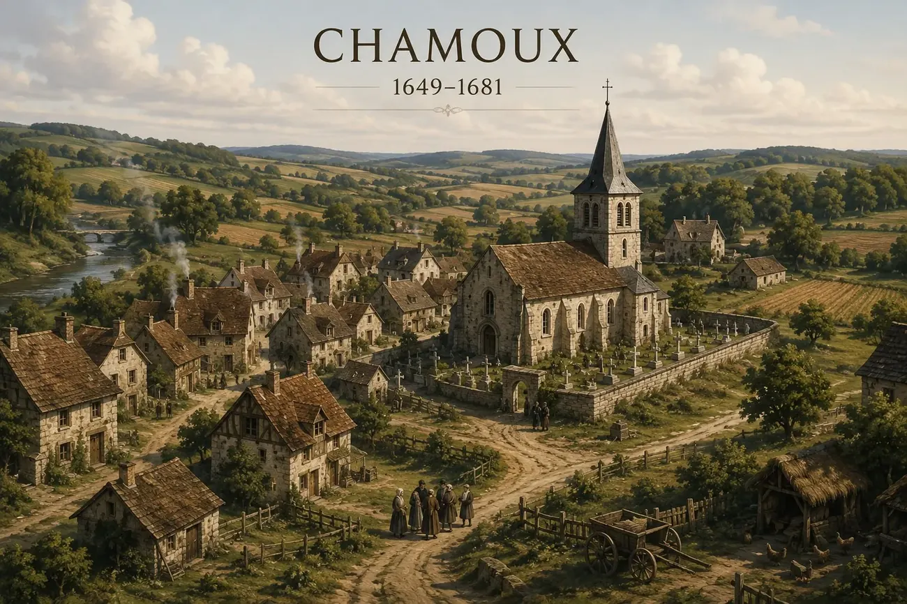 Illustration de la paroisse de Chamoux au XVIIe siècle