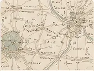 Carte ancienne illustrant les communes et territoires à relier